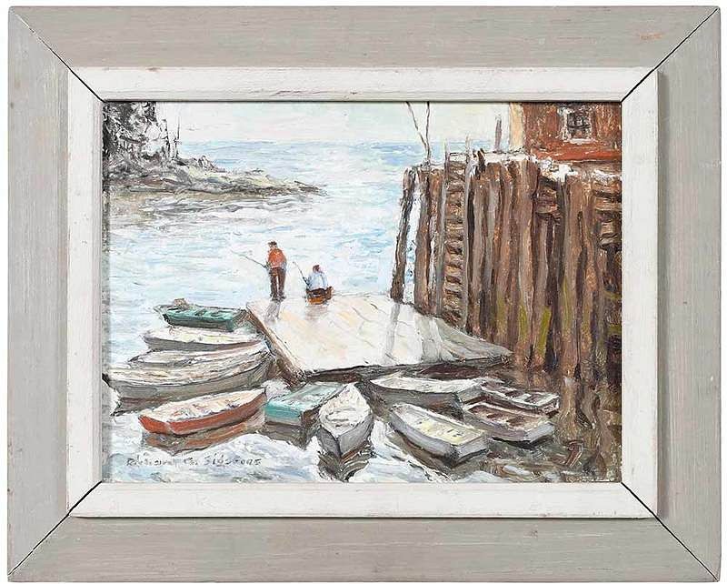 Appraisal: Richard G Sigafoos American th century Spruce Head Wharf signed