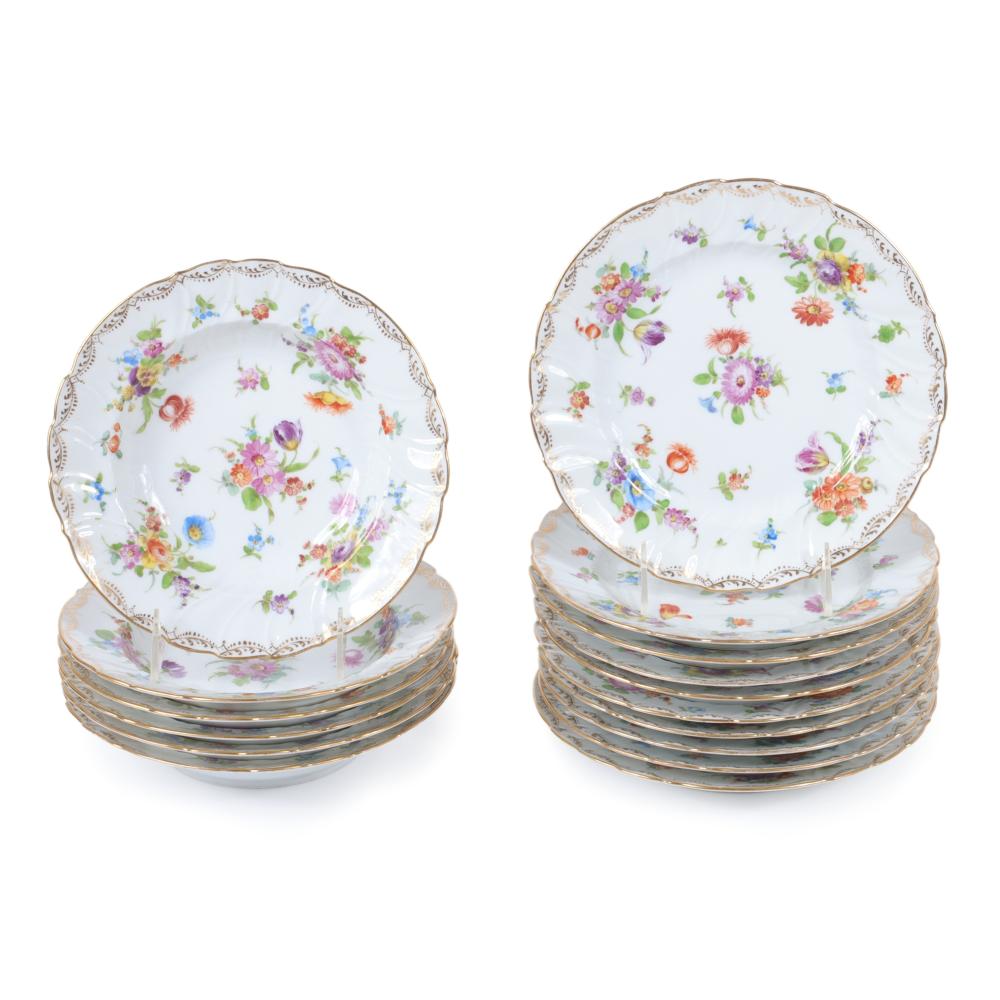 Appraisal: RICHARD KLEMM DRESDEN FLOWERS PORCELAIN SET OF BOWLS AND SALAD