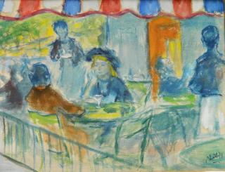 Appraisal: Robert Philipp watercolor Robert Philipp American - - Cafe Scene-