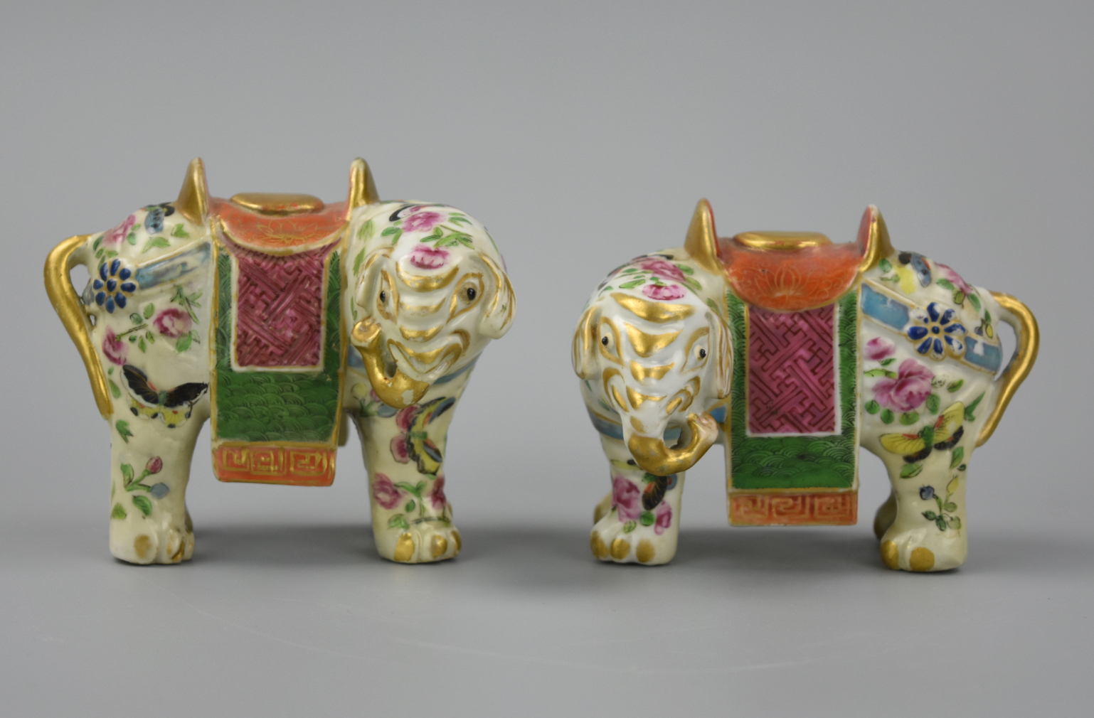 Appraisal: PAIR OF CHINESE CANTONESE ELEPHANT STATUES TH C A pair