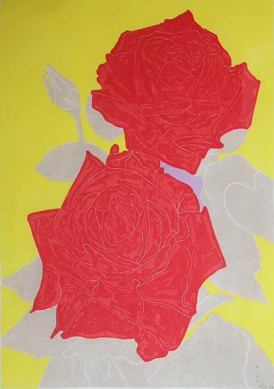 Appraisal: Gary Hume Born Gary Hume Born Two Roses Japanese woodblock