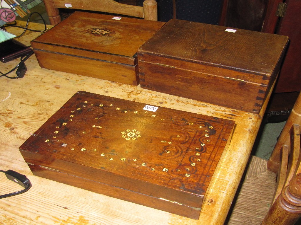 Appraisal: Victorian lap desk and two jewellery boxes