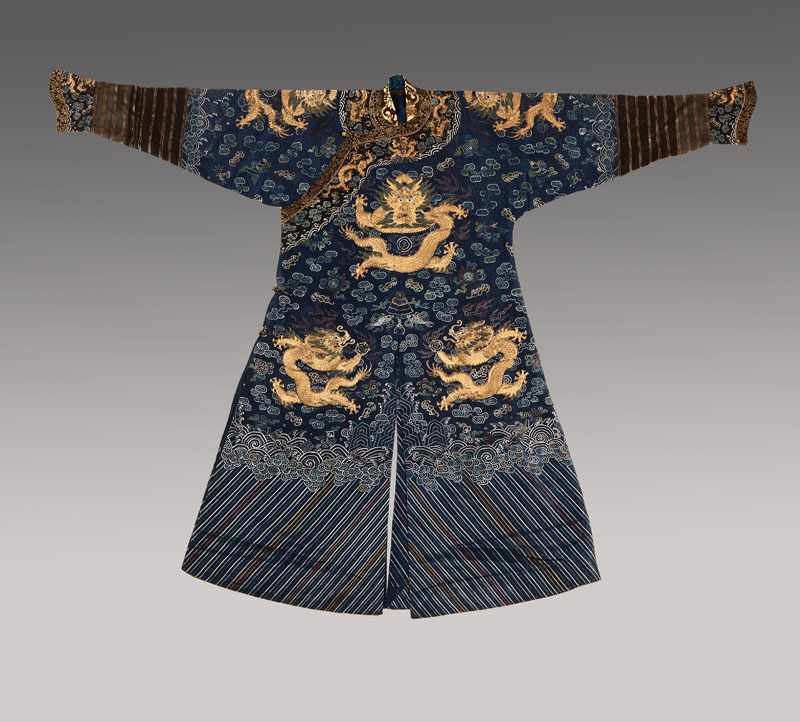 Appraisal: A Chinese gold and silk thread-embroidered summer robe Circa of