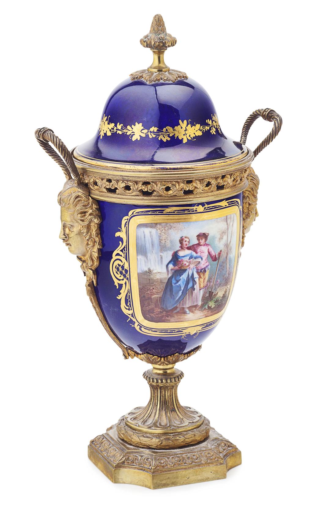 Appraisal: SEVRES STYLE GILT BRONZE MOUNTED POT POURRI VASE LATE TH