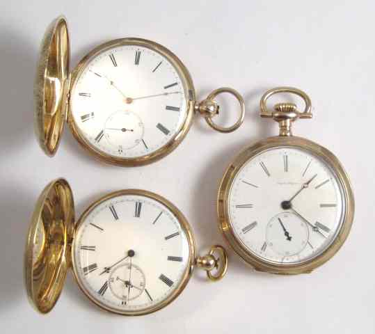 Appraisal: THREE KEY WIND POCKET WATCHES th century including Auguste Saltzman