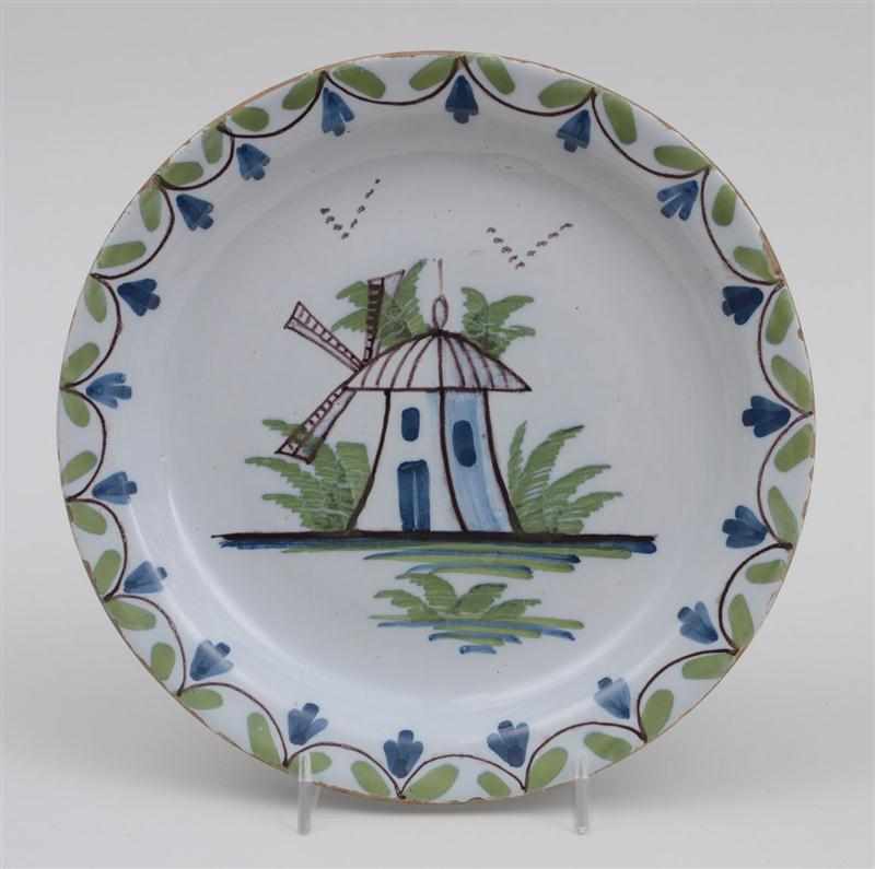 Appraisal: LONDON DELFT POLYCHROME PLATE Lambeth High Street Abigail Griffith before