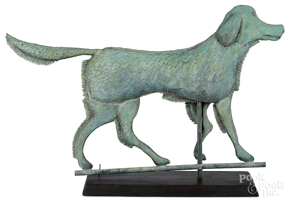 Appraisal: Full bodied copper dog weathervane Full bodied copper hound weathervane