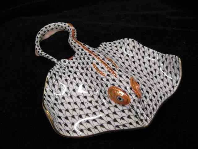 Appraisal: Herend Porcelain ''Fishnet'' Figurine ofa stingray black special Cayman Island