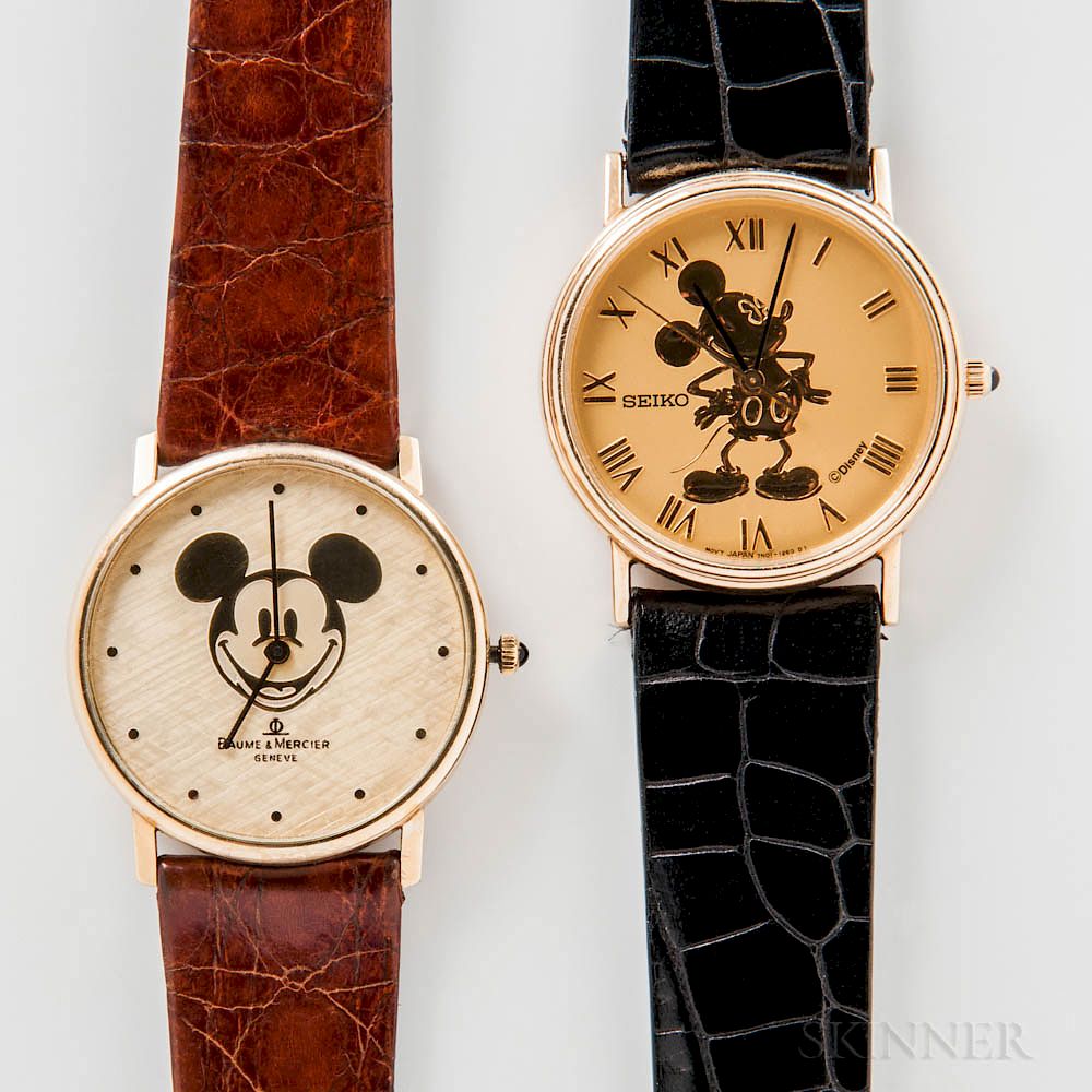 Appraisal: Two kt Gold Mickey Mouse Wristwatches Two kt Gold Mickey