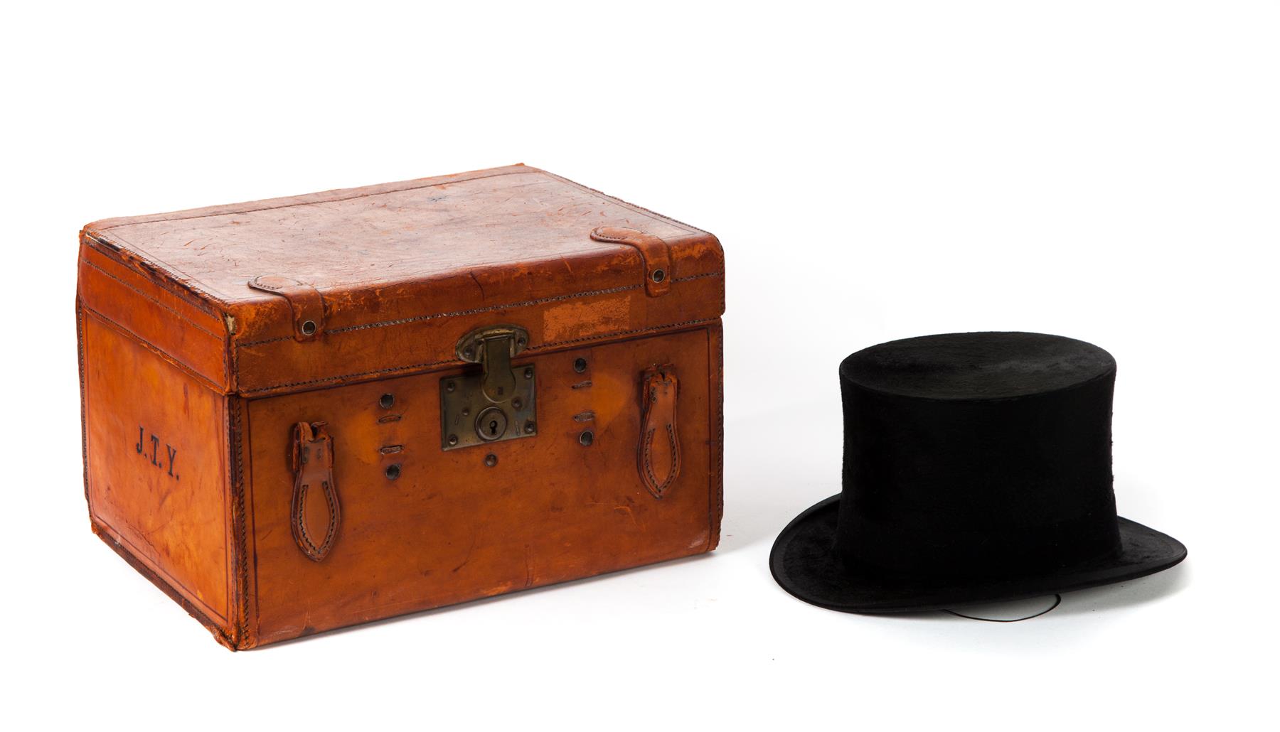 Appraisal: SCOTTISH BEAVER TOP HAT IN LEATHER BOX United Kingdom nd