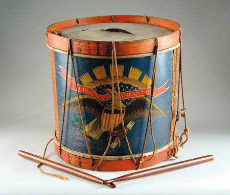 Appraisal: LARGE PAINTED CIVIL WAR DRUM wide x high eagle carrying