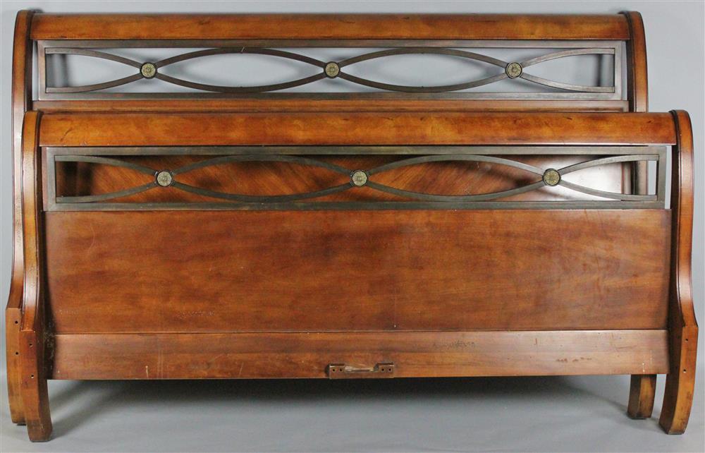 Appraisal: DIRECTOIRE STYLE CALIFORNIA KING BED FRAME WOOD WITH WROUGHT IRON