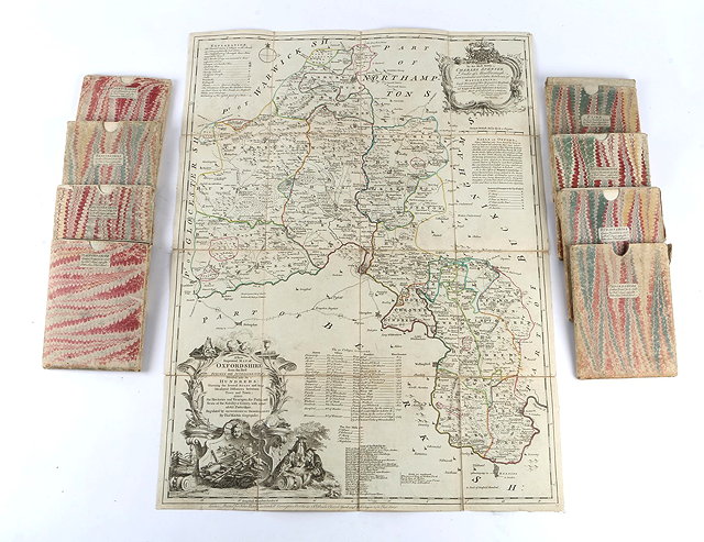 Appraisal: COUNTY MAPS on canvas folded in slipcases cold borders Printed