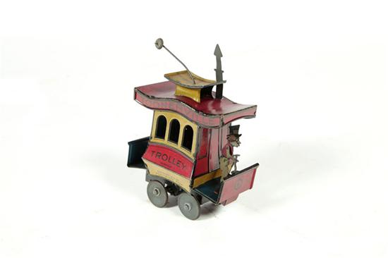 Appraisal: WIND UP TOONERVILLE TROLLEY American early th century tin Original