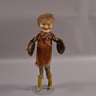 Appraisal: Clapping Polichinelle Wood and Wire Doll possibly France th century