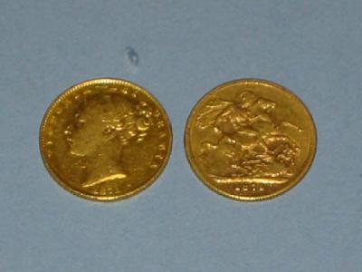 Appraisal: TWO VICTORIAN GOLD SOVEREIGNS dated and