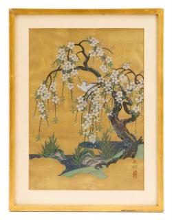 Appraisal: Japanese Rinpa School Cherry Blossoms Signed Japanese Rinpa Rimpa School