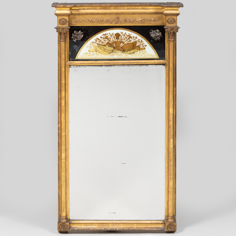 Appraisal: Federal Giltwood and Verre glomis Pier Mirror ft in x