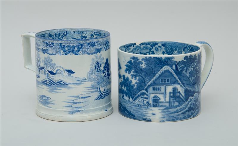 Appraisal: SPODE BLUE TRANSFER-PRINTED MUG AND ANOTHER TRANSFER-PRINTED MUG The Spode