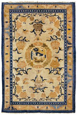 Appraisal: th century Chinese rug central medallion with vine and floral