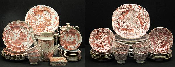 Appraisal: Two Royal Crown Derby iron red decorated dinner services in