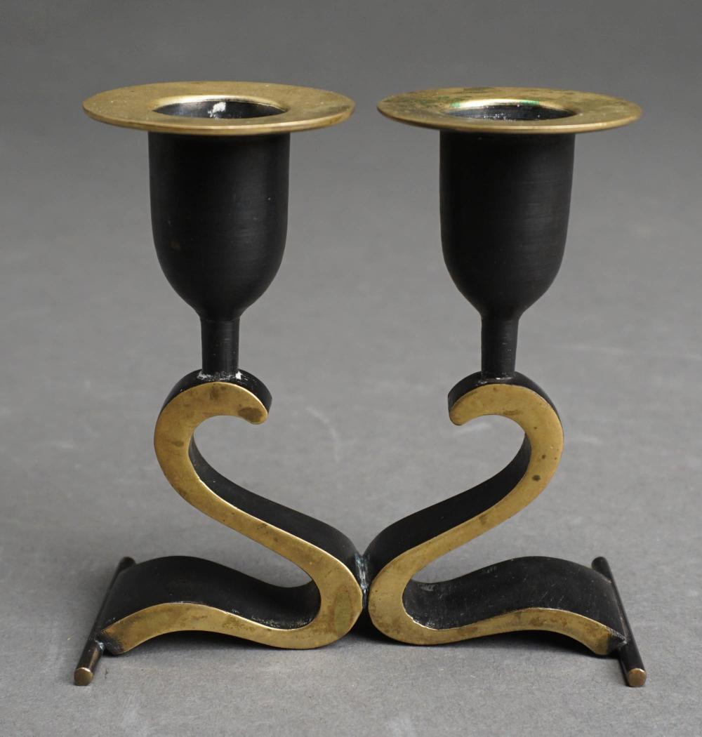 Appraisal: RICHARD ROHAC AUSTRIAN ART NOUVEAU STYLE BRONZE TWO-LIGHT CANDLESTICK STAMPED