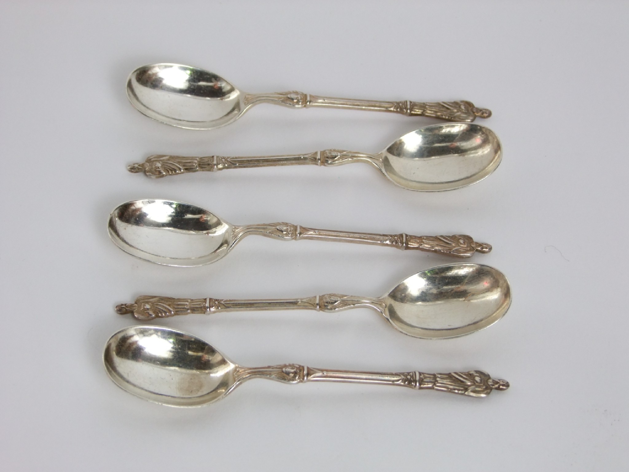 Appraisal: Five silver apostle spoons Sheffield gm