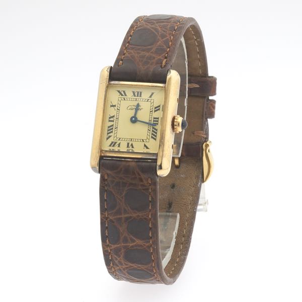 Appraisal: MUST DE CARTIER TANK WATCH Vermeil tank case cream dial