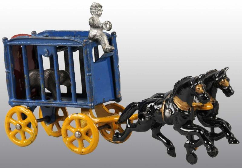 Appraisal: Cast Iron -Horse Circus Cage Wagon Toy Description Includes bear