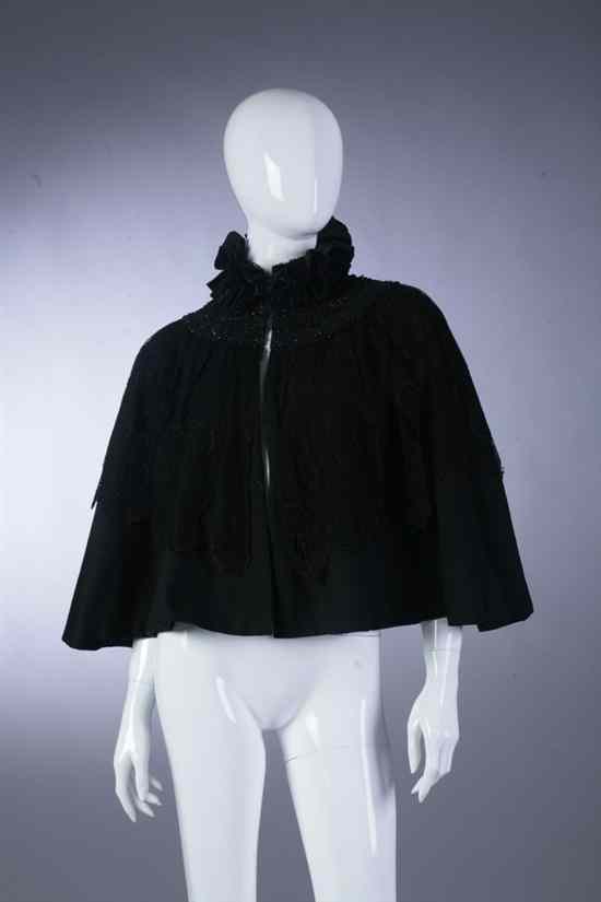 Appraisal: VICTORIAN BLACK MOURNING CAPE late th century Black cotton with