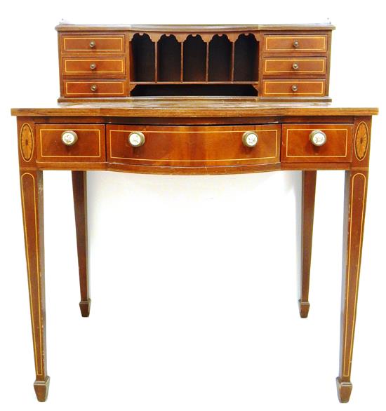 Appraisal: th C Hepplewhite style ladies desk mahogany attached superstructure with