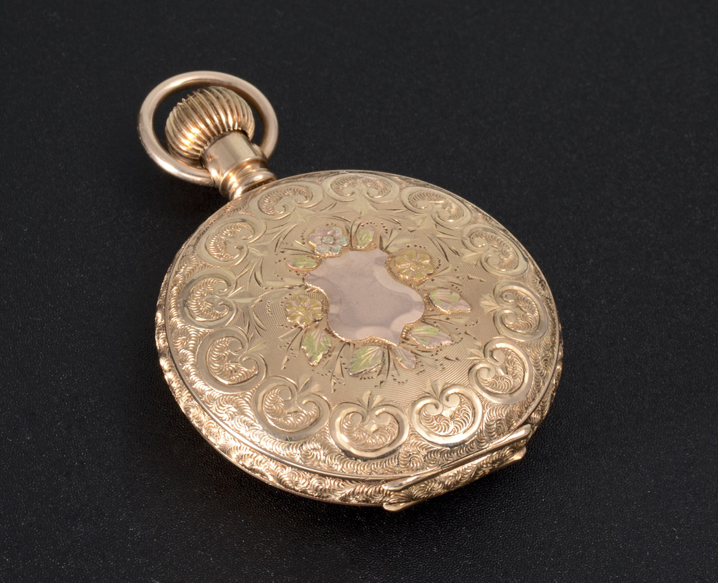 Appraisal: K MULTI COLOR GOLD WALTHAM HUNTER CASE POCKET WATCH Circa