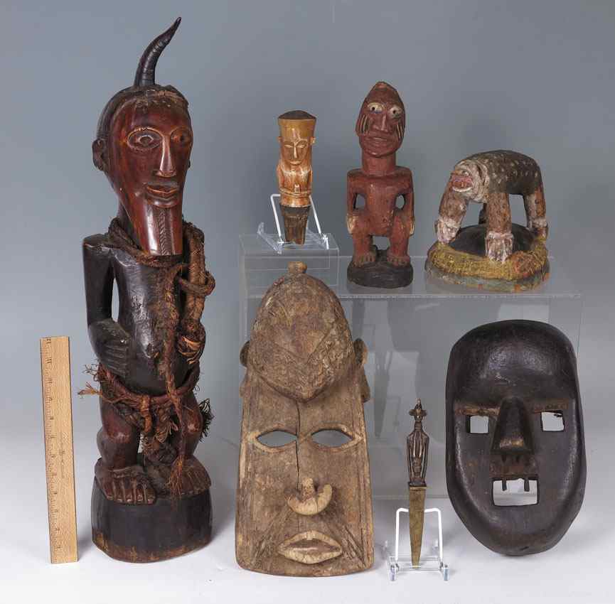 Appraisal: LOT OF AFRICAN ITEMS To include masks - ''h x