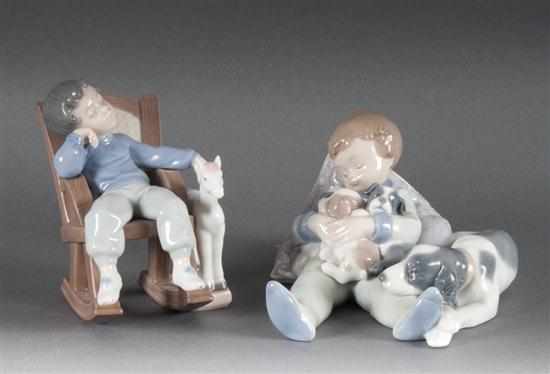 Appraisal: Two Lladro porcelain figural groups ''All Tuckered Out'' and ''Sweet