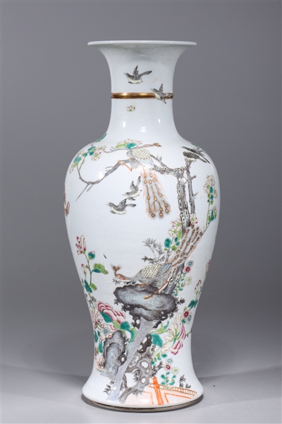 Appraisal: Chinese famille verte enameled porcelain vase with gilt detail bird