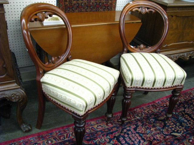 Appraisal: Pair of carved Victorian side chairs demi backs with upper