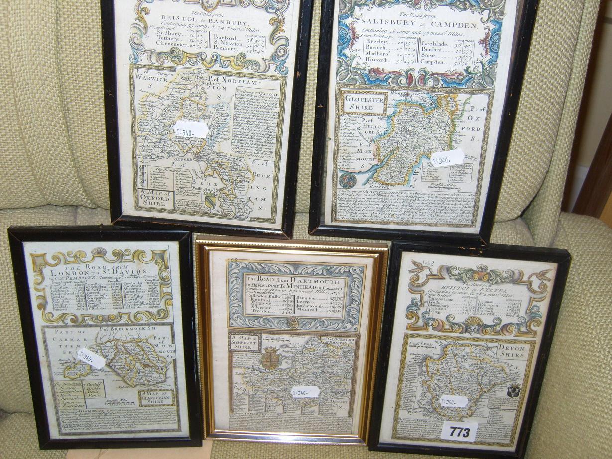 Appraisal: A collection of five th century road maps including the