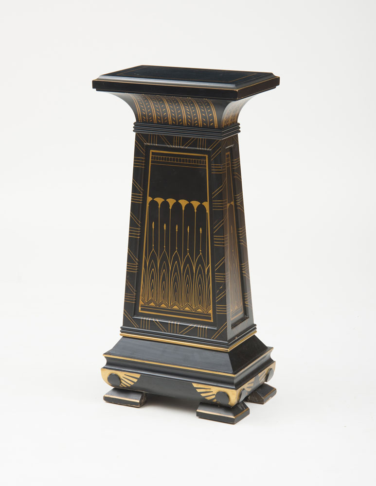 Appraisal: EGYPTIAN REVIVAL EBONIZED AND GILT PEDESTAL Late th century x