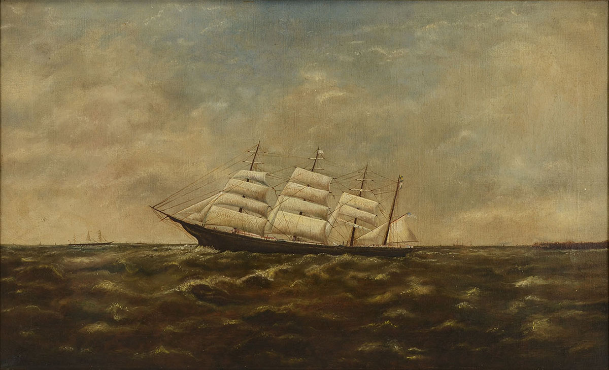 Appraisal: EXCEPTIONAL SHIP PORTRAIT OF FREDERICK BILLINGs Oil Canvas '' x