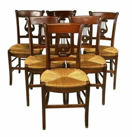 Appraisal: lot of French dining chairs th c in a fruitwood