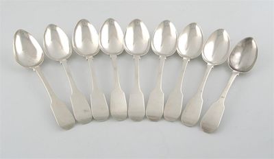 Appraisal: A set of nine George IV provincial silver Fiddle pattern