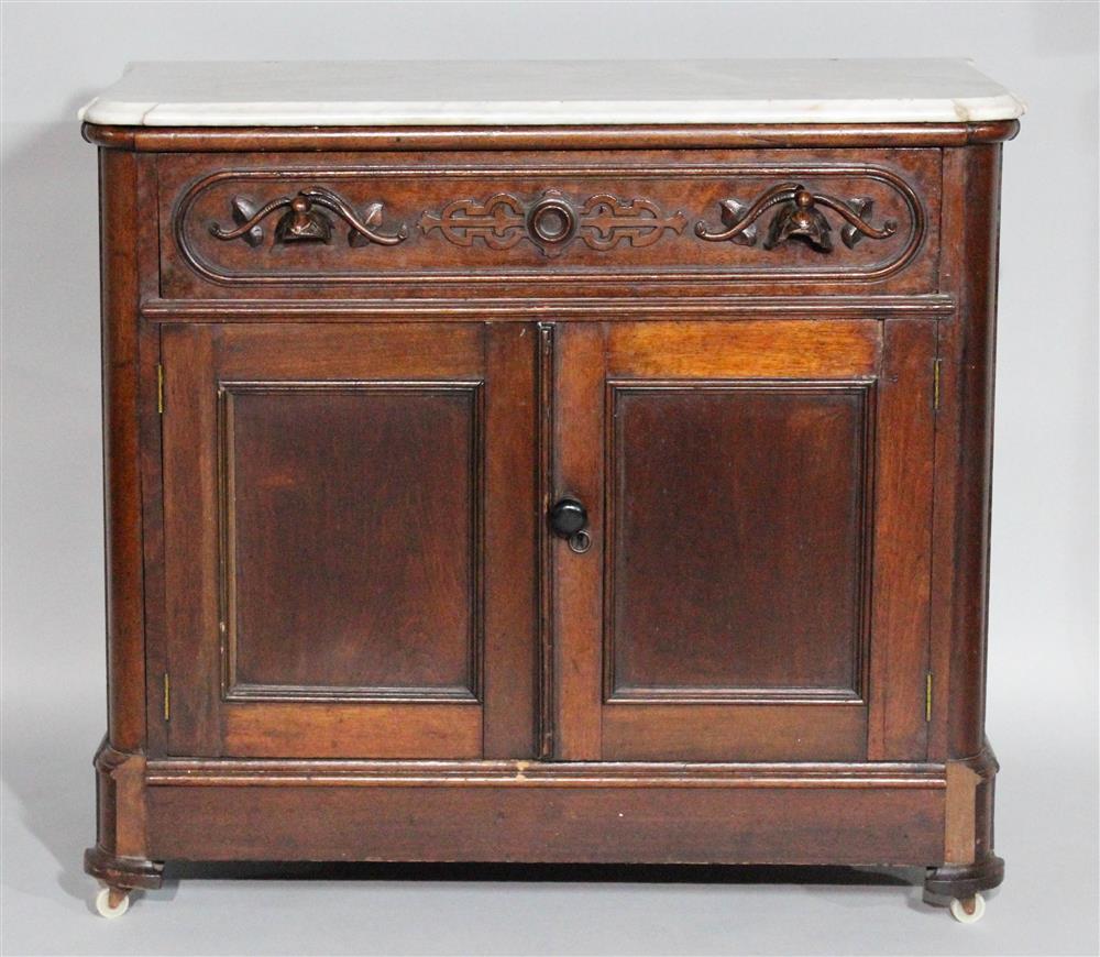 Appraisal: AMERICAN VICTORIAN MARBLE TOP CABINET h w d in Provenance