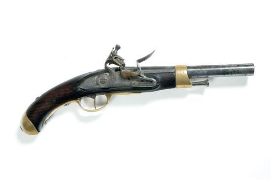 Appraisal: FLINTLOCK PISTOL France late th century Military pistol with walnut