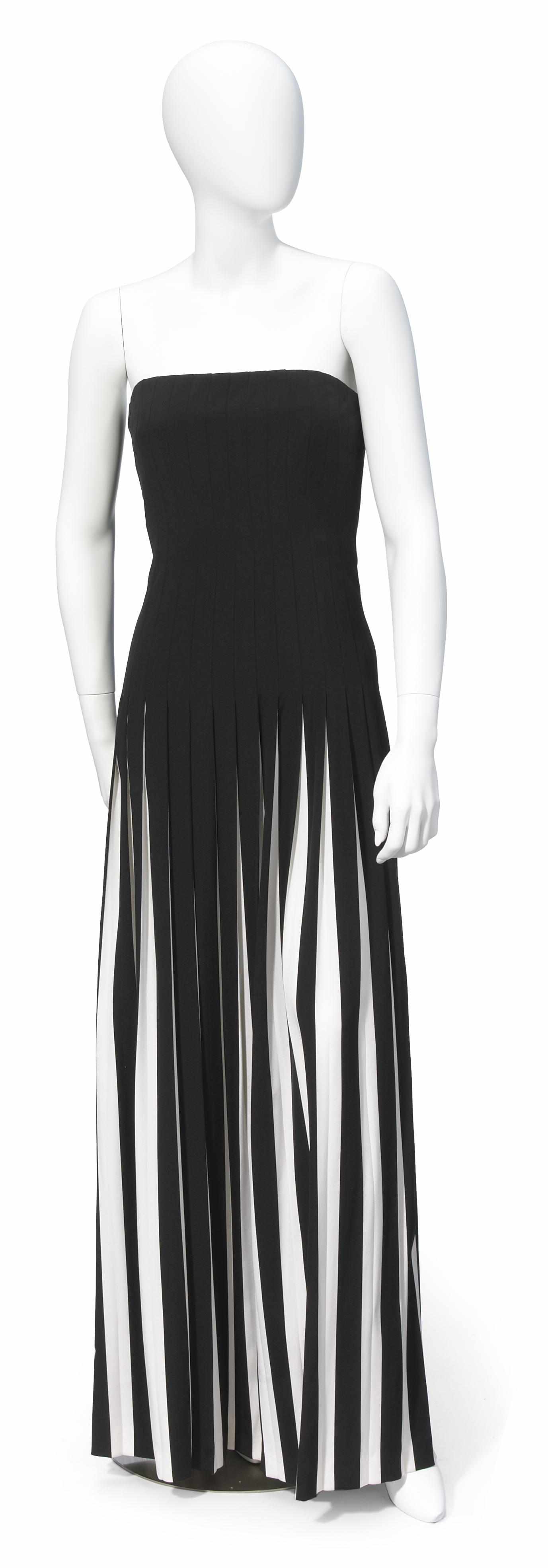 Appraisal: A Ralph Lauren Collection strapless black and white pleated gown