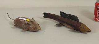 Appraisal: Two Folk Art Carved Painted Fishing Lures Two Folk Art