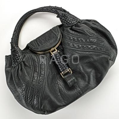 Appraisal: FENDI HOBO SPYBAG LEATHER HANDBAG Black napa leather made in