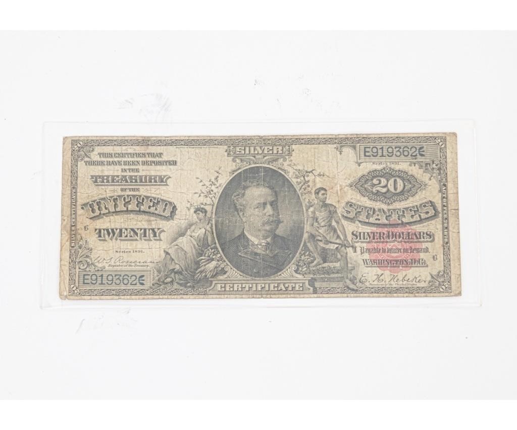 Appraisal: twenty dollar silver certificate VG