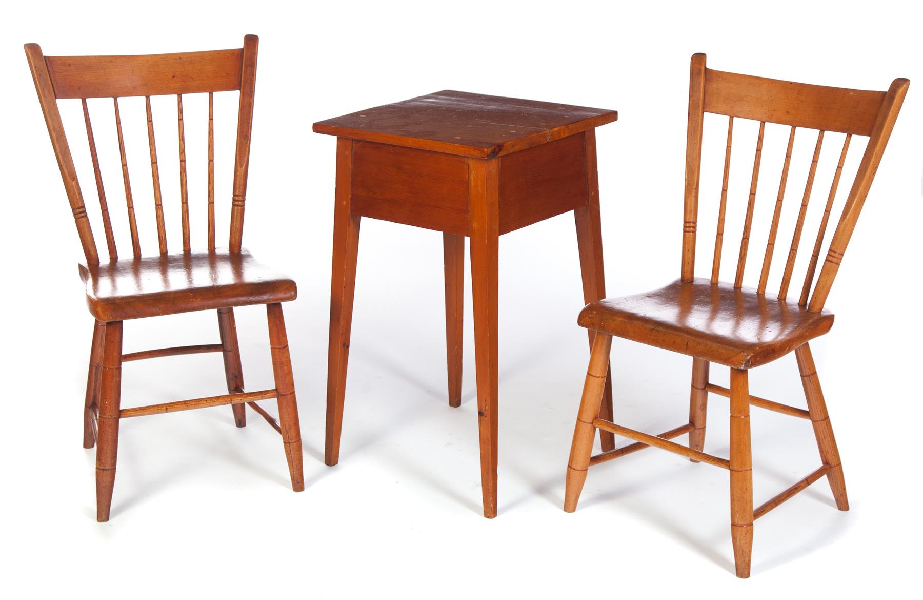 Appraisal: THREE PIECES TWO CHAIRS AND A STAND Mid th century