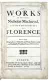 Appraisal: MACCHIAVELLI NICCOL The Works English translation by Henry Nevile -