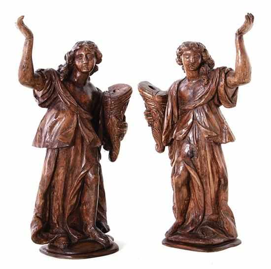 Appraisal: Pair Italian carved wood figures late th early th century